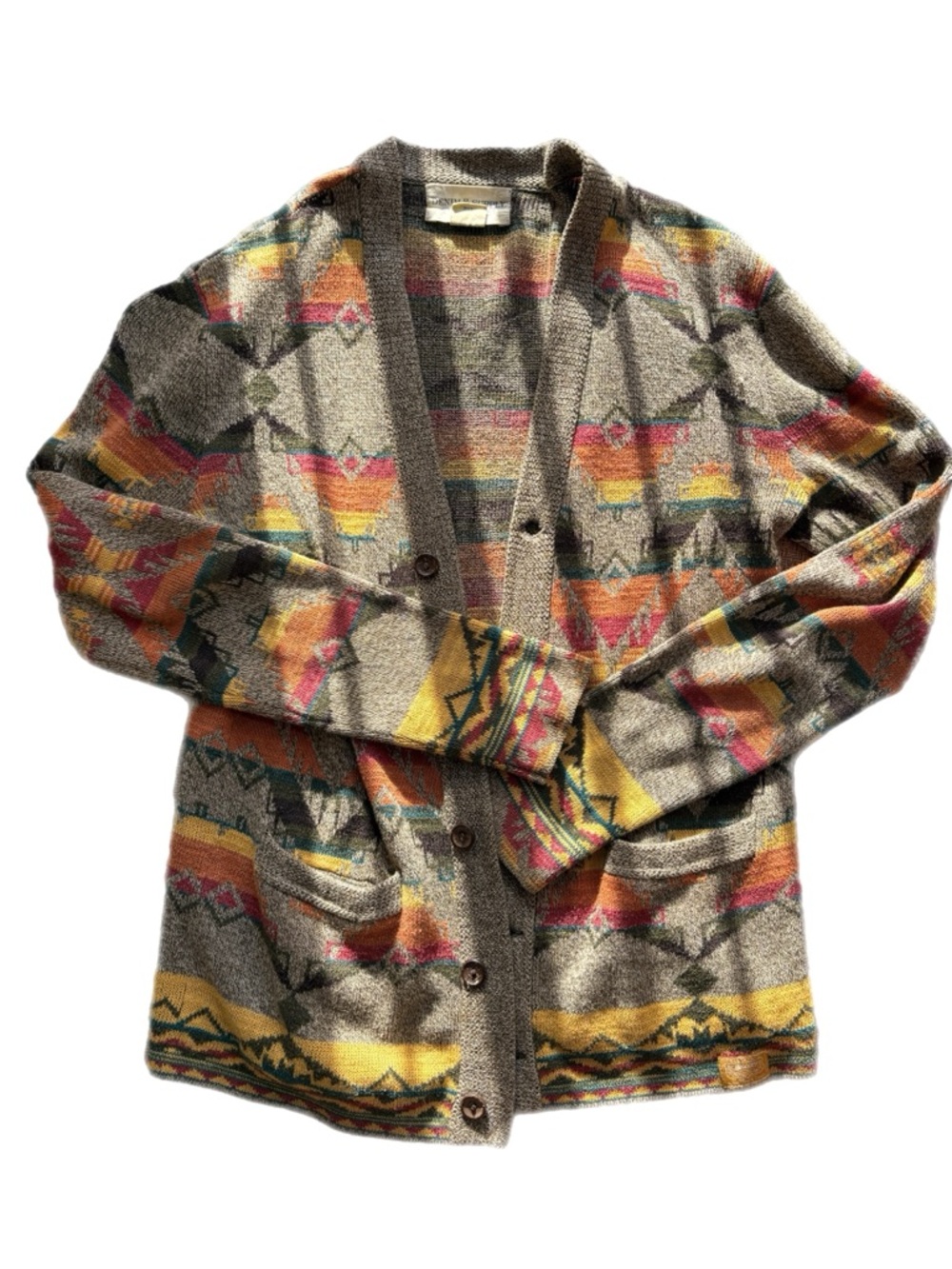 Denim & Supply Ralph Lauren Multicolor Geometric Cardigan in Brown and Yellow